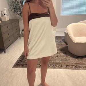 Free people Brown and White Strapless Dress